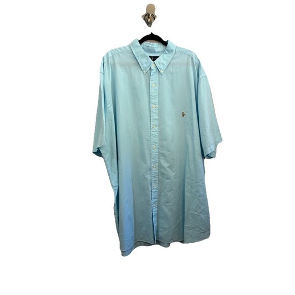Ralph Lauren Chambray Oxford Shirt Short Sleeve Embroidered Pony Blue Men 4XLT - Picture 1 of 7